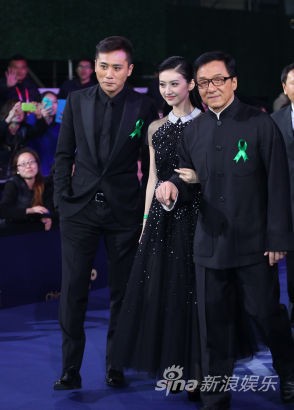 Đoàn phim Câu chuyện cảnh sát 2013 tại LHP Quốc tế Bắc Kinh (Từ trái qua): Lưu Diệp, Cảnh Điềm và Thành Long.